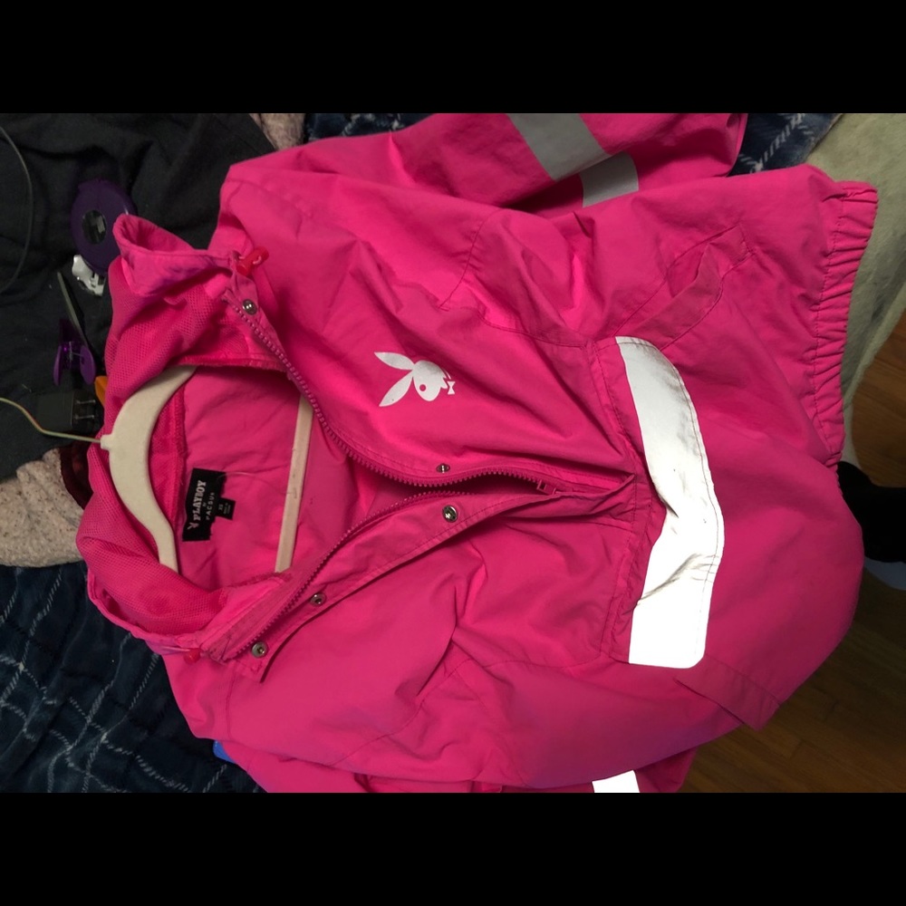 Pink playboy bunny winder breaker by pacSun xs